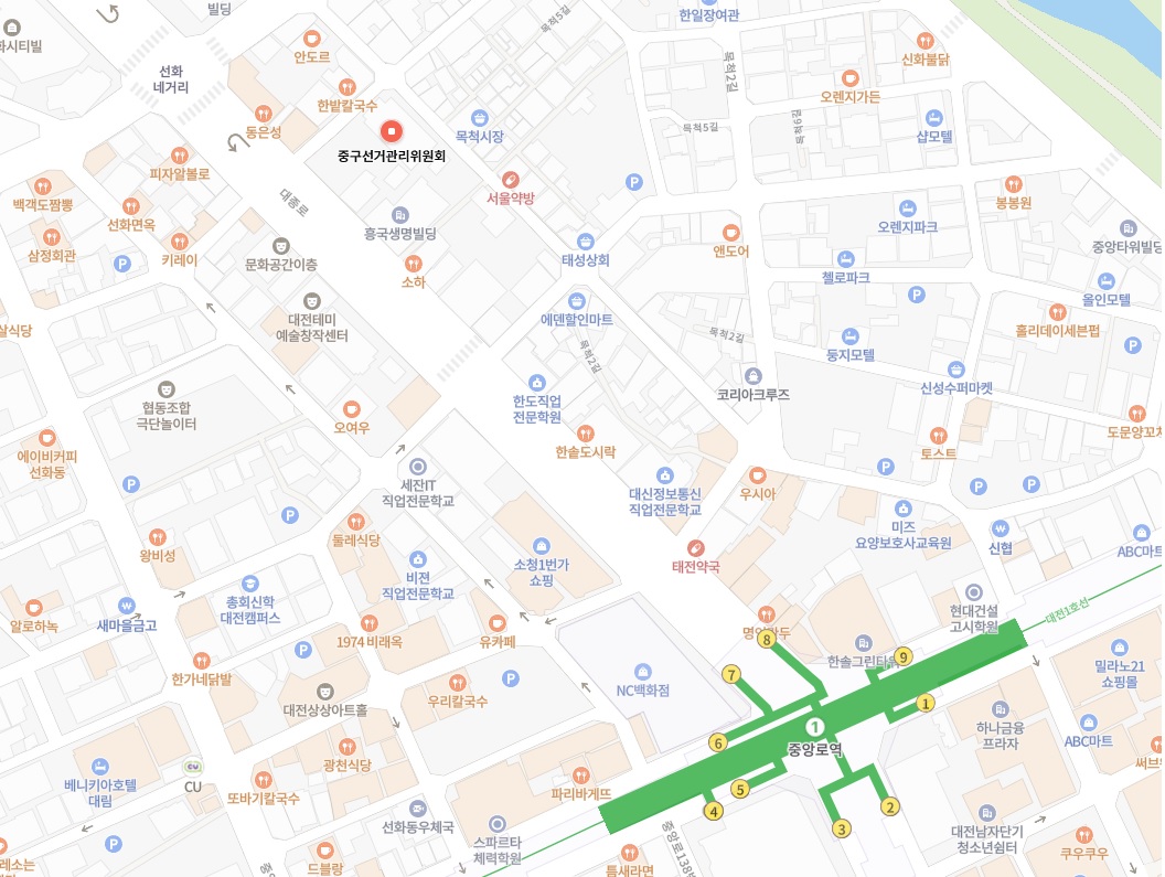 중구선거관리위원회 약도 - 자세한 위치는 아래의 내용을 참고하세요.